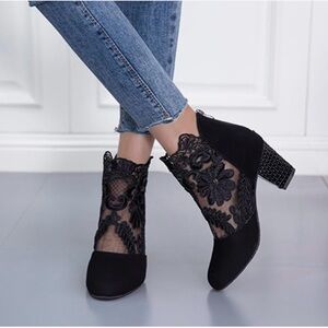 Elegant Black Lace Ankle Boots